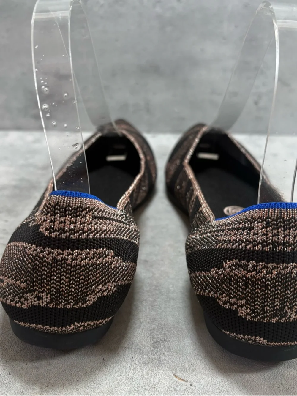 NEW Rothy’s‎ The Point Gold Shimmer Metallic Flat Black Limited Womens 7.5